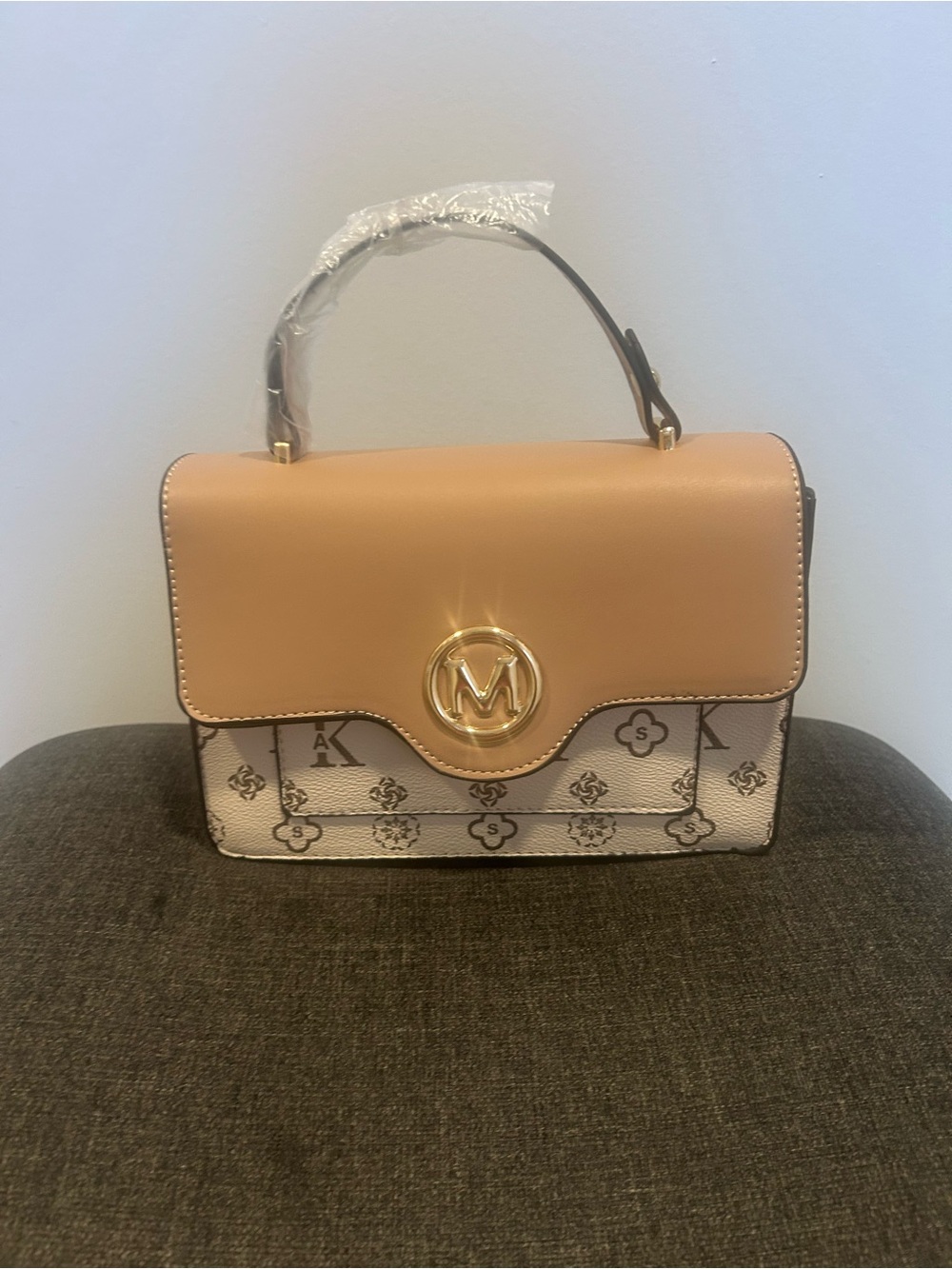 Purse  Tan & Cream Top-Handle Satchel